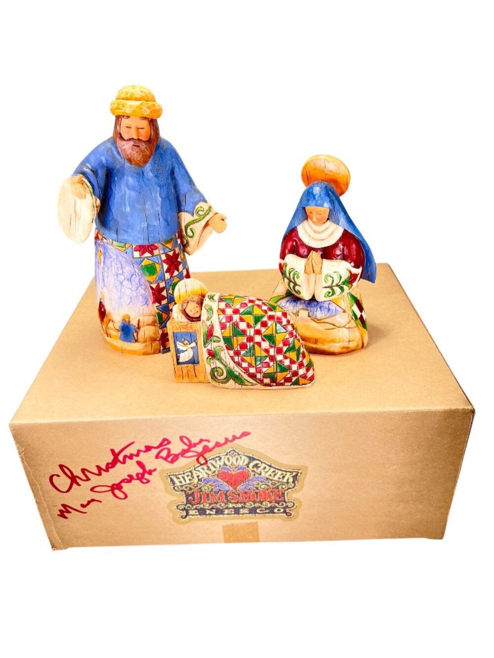 Jim Shore Heartwood Creek Nativity Set 3 Mary Joseph Baby Jesus 2003 Box 113254